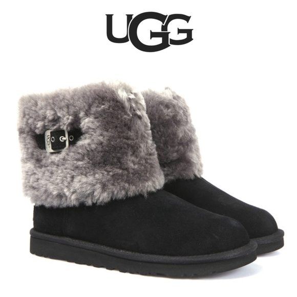 UGG Black Ellee Furry Suede Boots - Picture 1 of 12